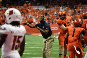 Babers, pictured last season, brought up the idea of signing a transfer tight end last week. 