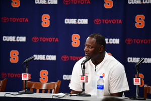 Dino Babers speaks after a win against Western Michigan, one of the Orange's three victories on the season.