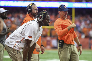 Head coach Dino Babers led the Orange to a stunning upset of the Tigers in the Carrier Dome in 2017.