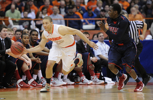 Brandon Triche and Syracuse will try to take better care of the ball Saturday after turning the ball over 18 times in its win over Detroit Monday.