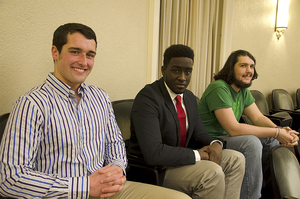 (From left) Taylor Della Rocco, Anthony Lezama and Eugene Law, a freshman at SUNY-ESF, an undecided freshman in the College of Arts and Science and a fifth year SUNY-ESF student, respectively, were elected to positions in the general assembly Monday.