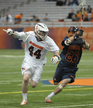 Syracuse long-stick midfielder Matt Harris shifted back to defense after Brandon Mullins went down with an injury in a win over Virginia. His role will expand if the defender remains out for an extended period.