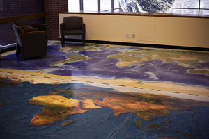 The new floors in the Heroy Geology Building are topographically accurate and have received positive feedback from people passing by.