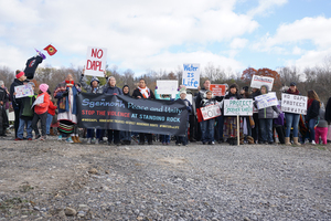 Syracuse residents and people of the Onondaga Nation protested the building of the Dakota Access Pipeline, which would stretch from North Dakota to Illinois and transport crude oil.