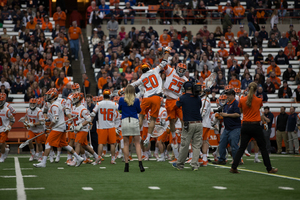 David Lipka, No. 20, scored two goals for Syracuse in its comeback win over Army.