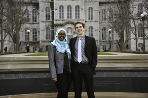 Ghufran Salih (left) and Kyle Rosenblum are one of three pairs running for Student Association president and vice president, respectively.