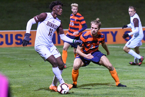 Kosi Nwafornso entered the game responsible for seven of the Bonnies’ 11 goals. 