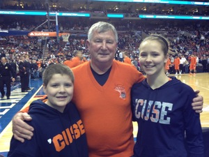 Richie Cornwall (pictured at a Syracuse basketball game) played point guard for the Orange from 1965-68.