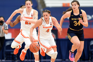 Tiana Mangakahia committed five turnovers against Georgia Tech. (Mangakahia pictured here against Notre Dame on Sunday.)