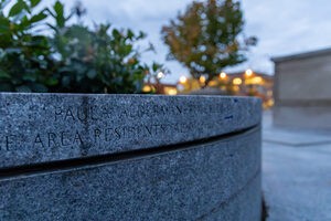 Paula and Glenn Bouckley, a couple from Clay, are also being remembered amongst the other 35 Syracuse University victims in Remembrance. Their names are engraved in a stone bench facing the Wall of Remembrance.