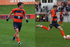 Syracuse's Jeorgio Kocevski (right) was named co-ACC Midfielder of the Year as well as making the All-ACC First Team. Attacker Lorenzo Boselli (left) earned All-ACC Third Team honors.