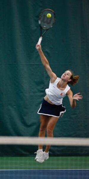 Emily Harman leads the Syracuse tennis team at the No. 1 singles spot with a 11-6 record as a freshman. Harman chose attending Syracuse University over going pro.  