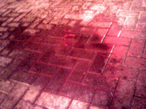 Eugene Browns blood on a Marshal Street sidewalk