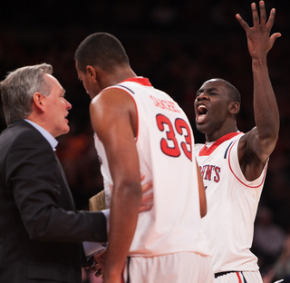 St. John's attempts to pump up the crowd as it takes a mid-game lead. 