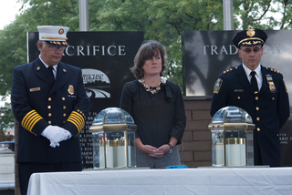 Miner looks on during the moment of silence.