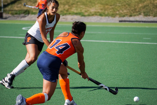 Laura Hurff pushes upfield. She didn't record a shot but was handed a green card.