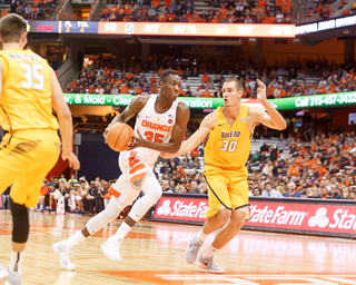 Sidibe drives to the hoop.