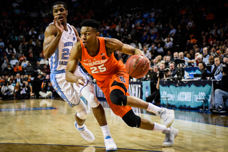 Sophomore guard Tyus Battle looks to get to the rim. He finished with 15 points.